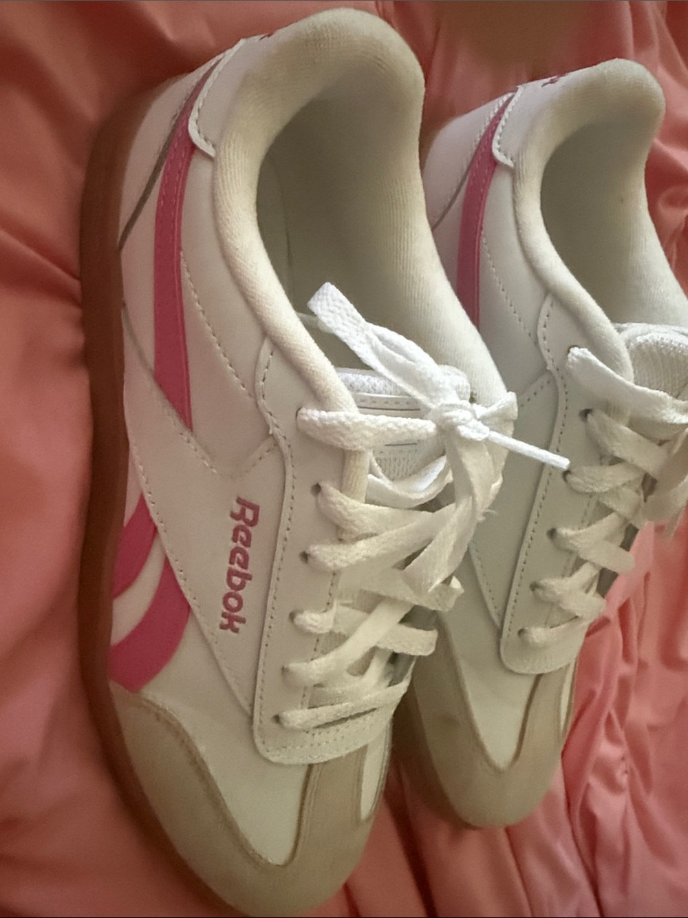 Reebok Kids White & Pink Retro Leather Sneakers